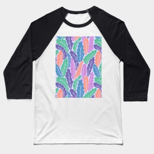 Tropical colorful leaves botanical pattern in pastel tones Baseball T-Shirt